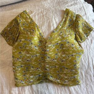Floral V-Neck Top - Yellow
